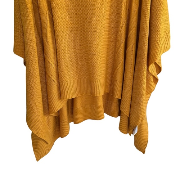 Laurel Grey Mustard Yellow Knit Cowl Neck Poncho Sweater Cozy Fall Layering OS - Picture 3 of 16